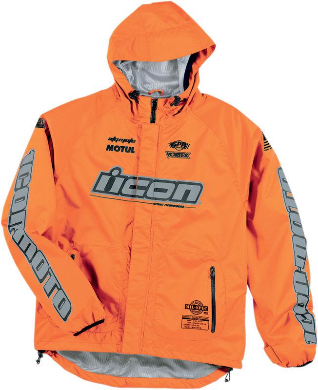 Icon pdx waterproof hi-viz orange nylon jacket 2013 motorcycle