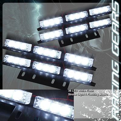 36 white led emergency hazard warning strobe 3x mode 12v lights lightbars kit