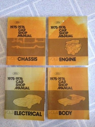 1975 1976 ford car shop manual set volume 1 2 3 4 chassis engine electrical body