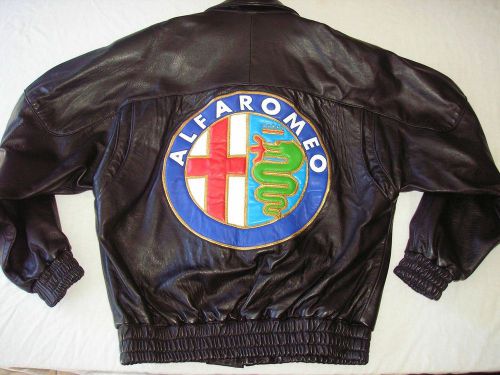 Alfa romeo logo black leather jacket size xl