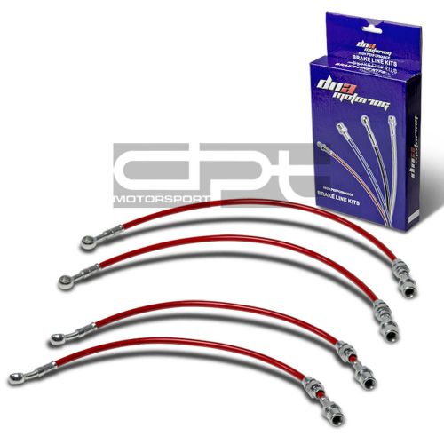 For sentra se replacement front/rear stainless hose red pvc coated brake lines