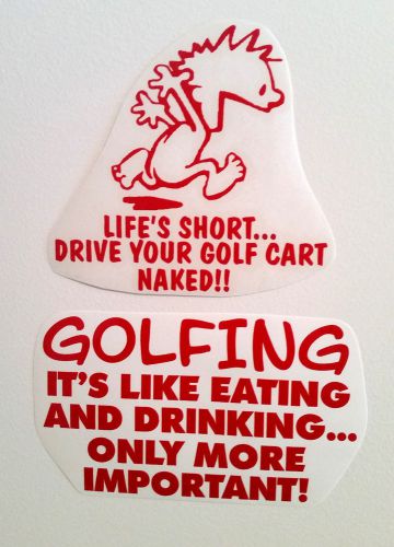 Golf decals golfing bag clubs cart caddy sticker last set in red