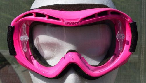 Scott mx bmx racing clear lens pink frame goggles strap pouch girls youth