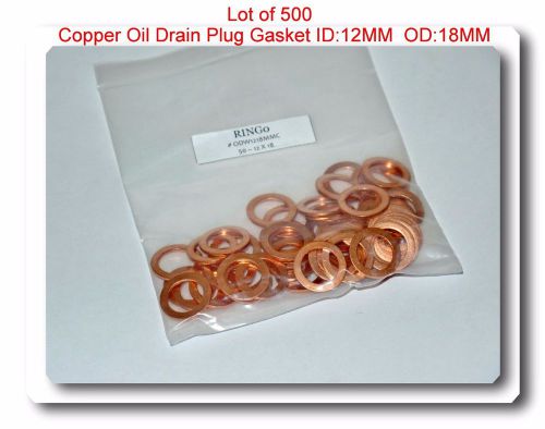 Lot 500 copper oil drain plug gasket id:12mm od: 18mm  odw1218mmac