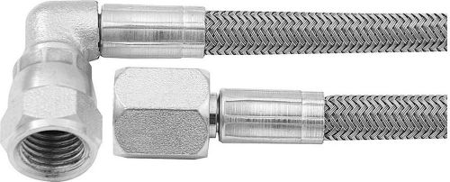 Braided steel brake clutch line 10&#034;l #4 -90 end #4-str end teflon liner (lot 10)
