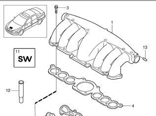 Volvo engine intake manifold plenum gasket # 9497519 for l6 s80 xc90 1999 - 2005
