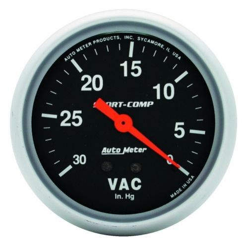 Auto meter 3484 gauge; vacuum; 2 5/8&#034;; 30inhg; mechanical; sport-comp
