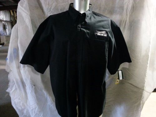 Arctic cat men&#039;s oxford button-up pocket short-sleeve shirt - black 5229-248