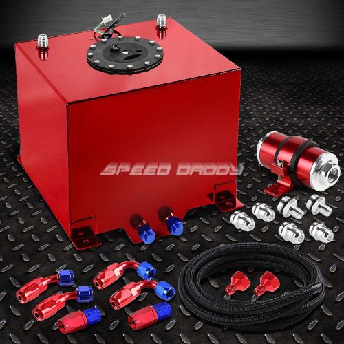 5 gallon aluminum fuel cell tank+cap+feed line kit+30 micron inline filter red