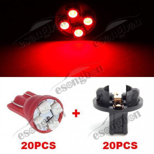 20pcs red pc168 smd instrument panel led light bulbs t10 twist lock socket