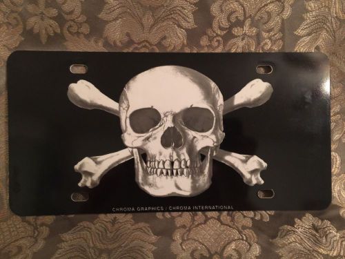 Skull and cross bones license plate insert
