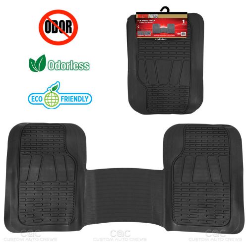 Black front rubber runner liner car floor mat motor trend odor free eco-friendly