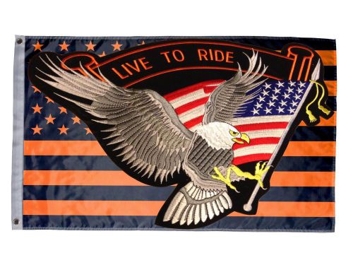 Live to ride eagle  3 x 5 ft flag motorcycle eagle  on harley colored stripes