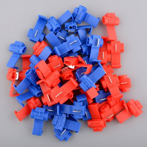 New useful 50pcs red blue snap on connector crimp wire terminal quick splice
