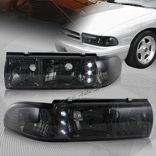 For 1991-1996 chevy impala/caprice led chrome housing smoke lens headlights lamp