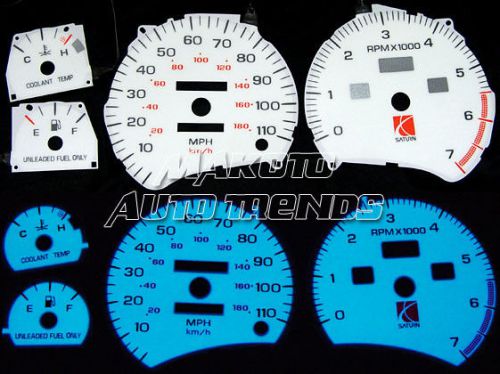 110mph glow gauge white face 6 color indiglo with logo new for 95-97 saturn sohc