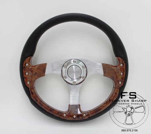 Classic i steering wheel (6 holes x 2 3/4" inch bolt pattern) ~black / burlwood
