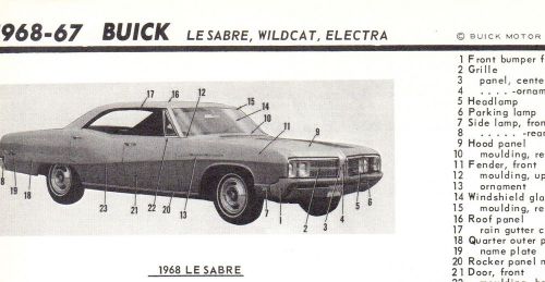 1967 1968 buick motor&#039;s crash book illustrations electra wildcat le sabre 10 pgs