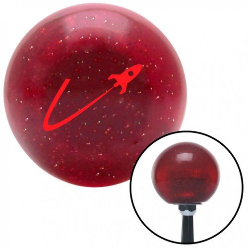 Red rocketship flying red metal flake shift knob with 16mm x 1.5 insertpull