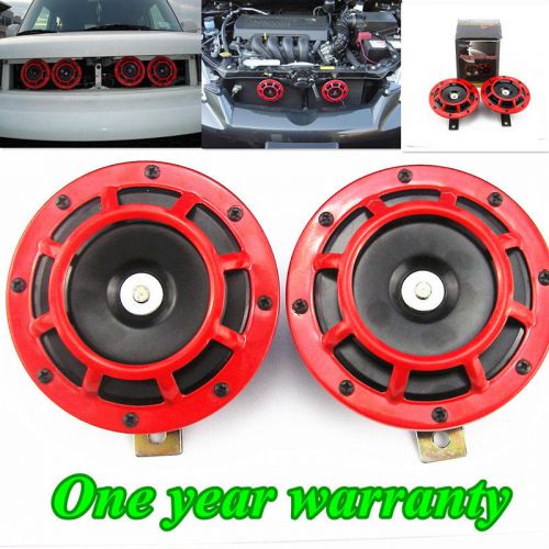 2x car red super loud grille mount compact electric blast tone horn kit for 12v