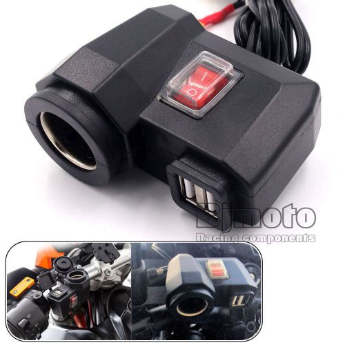Waterproof motorcycle dual usb 3.1a cigarette lighter power supply socket switch