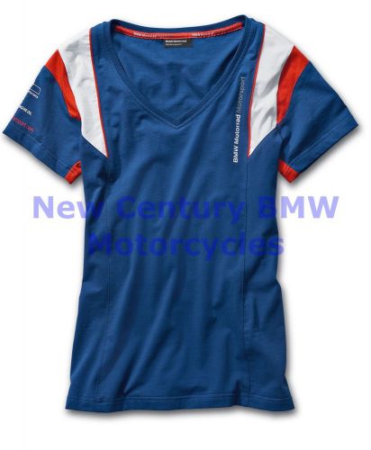 Bmw genuine motorcycle women motorsport t-shirt tee shirt blue/white/red xs
