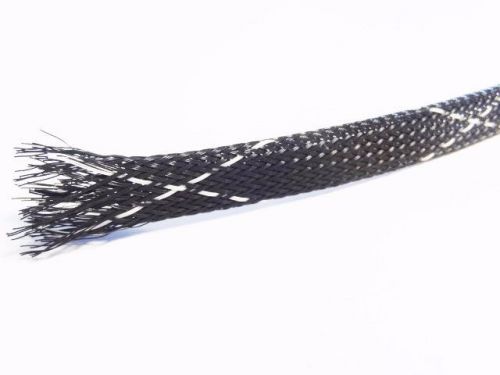 1/2&#034; black braided expandable fire retardant sleeve harness loom flexible 10&#039;