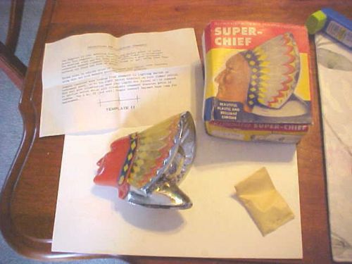 Vintage nos 1950 illuminated super-chief indian motorcycle &amp; auto hood ornament