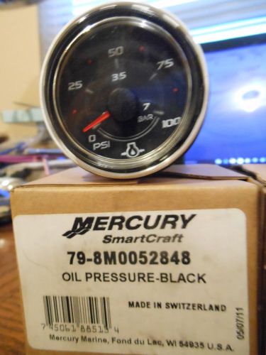 Mercury smartcraft 2&#034; oil pressure gauge 79-8m0052848 black marine