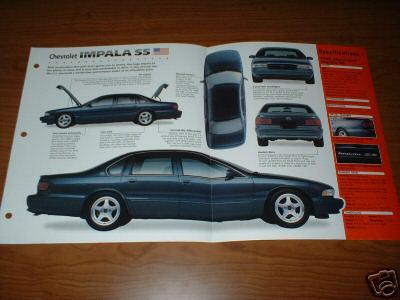 ★★1996 chevy impala ss spec sheet brochure poster print photo 94 95 96 lt1★★