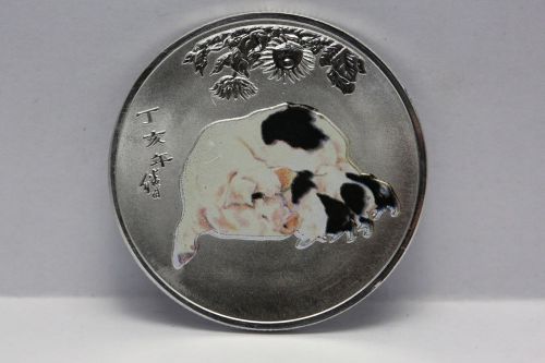 Silver plated medal chinese zodiac signs - year of the pig