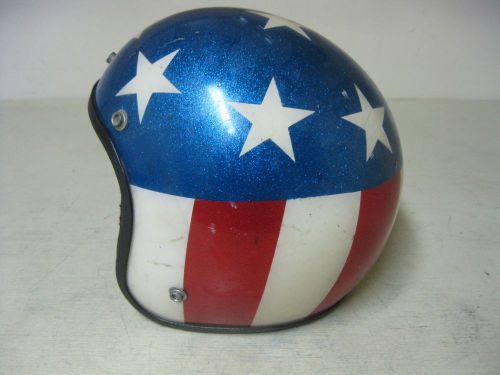 Vintage red white blue stars captain america motorcycle helmet