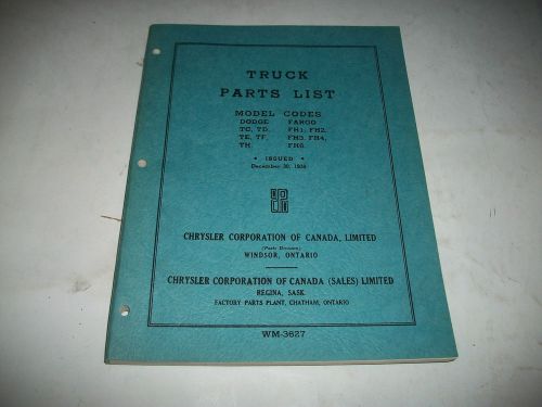Rare nos original 1939 dodge+fargo trucks parts list catalogue usa+cdn trucks