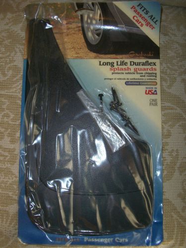 New 1 pr. long life duraflex splash guards fits all passenger cars, usa