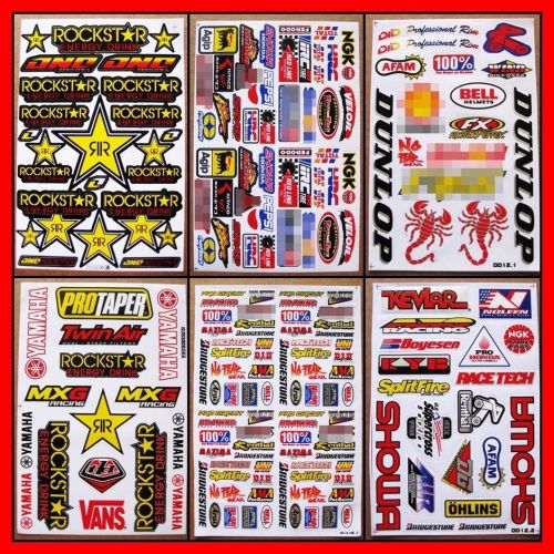 Motocross dirt rider  car  racing bike  atv red scorpion stickers 6 sheets