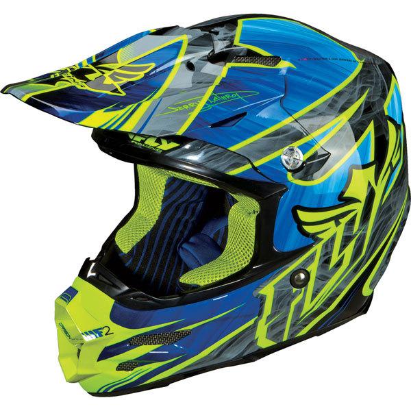 Blue/hi viz yellow s fly racing f2 carbon acetylene helmet 2013 model