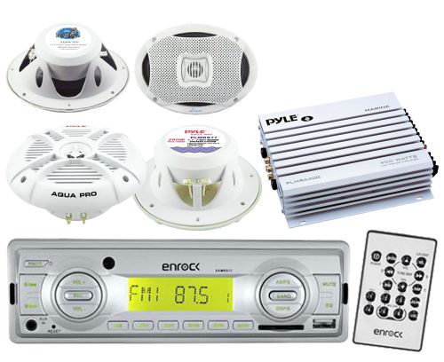 Marine 7.7&#034; &amp; 6x9&#034; speakers, 400w marine amplifier,marine usb aux am fm receiver