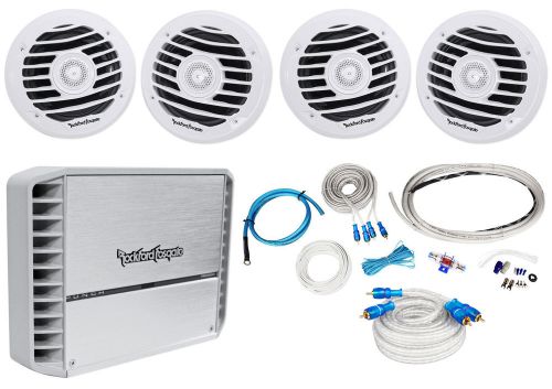 Rockford fosgate pm400x4 400w marine 4-ch amplifier+(4) 6&#034; boat speakers+amp kit