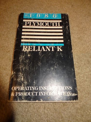 1986 86 plymouth reliant k original owners manual.