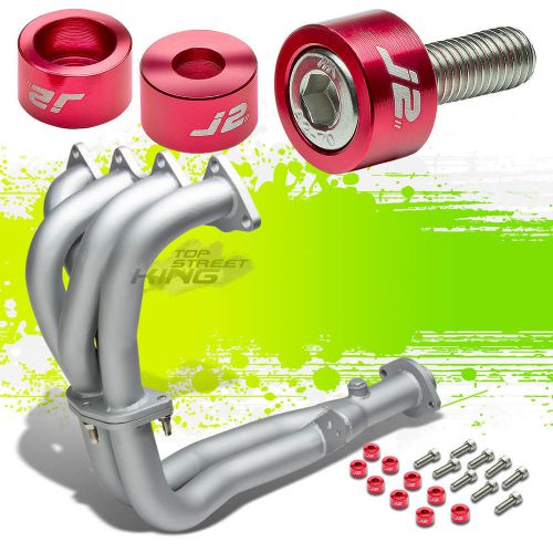 J2 for 92-93 integra ceramic exhaust manifold header+red washer cup bolts