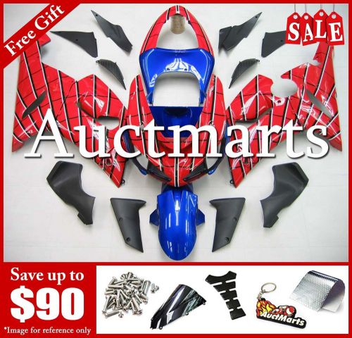 For kawasaki ninja zx-6r 2005-2006 05-06 fairing abs spiderman red blue 3b13 ze