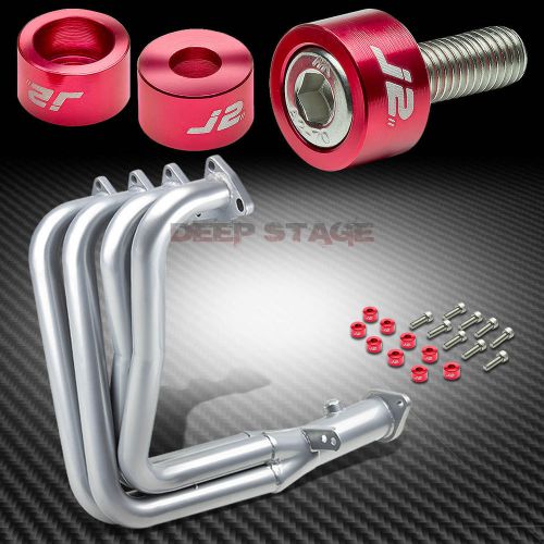 J2 for 94-01 dc2 silver exhaust manifold race header+red washer cup bolts