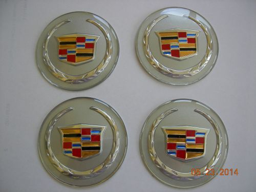 Cadillac wheel center cap emblems set 4 aluminum coned 60mm