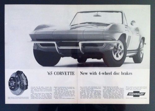 1965 chevrolet corvette 375 hp v-8 gm 16x20 mounted  gift car ad 1966