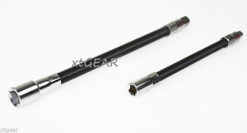 2 pc flex extension bar set 1/4" and 3/8" driver tool flexible shaft