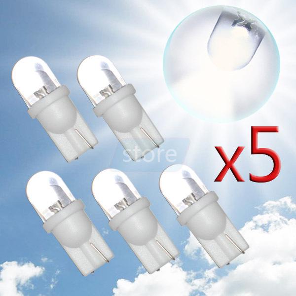 5pcs t10 194 w5w 1 led pure white dome instrument car light bulb lamp