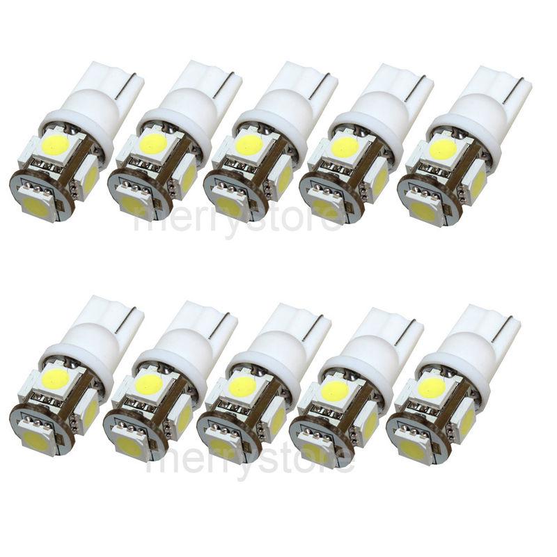 10x t10 5-smd 5050 168 194 w5w  vehicle car led interior map light lamps bulbs