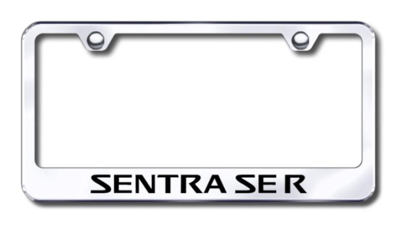 Nissan sentra se r  engraved chrome license plate frame -metal made in usa genu