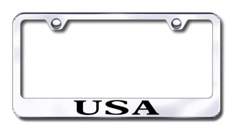 Patriotic usa  engraved chrome license plate frame -metal made in usa genuine