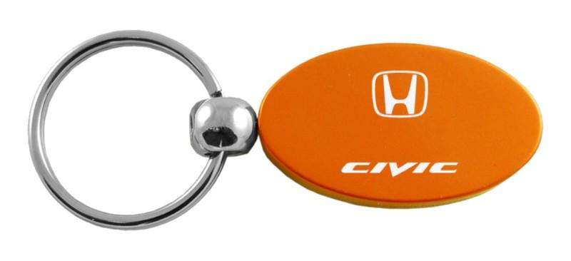 Honda civic orange oval keychain / key fob engraved in usa genuine